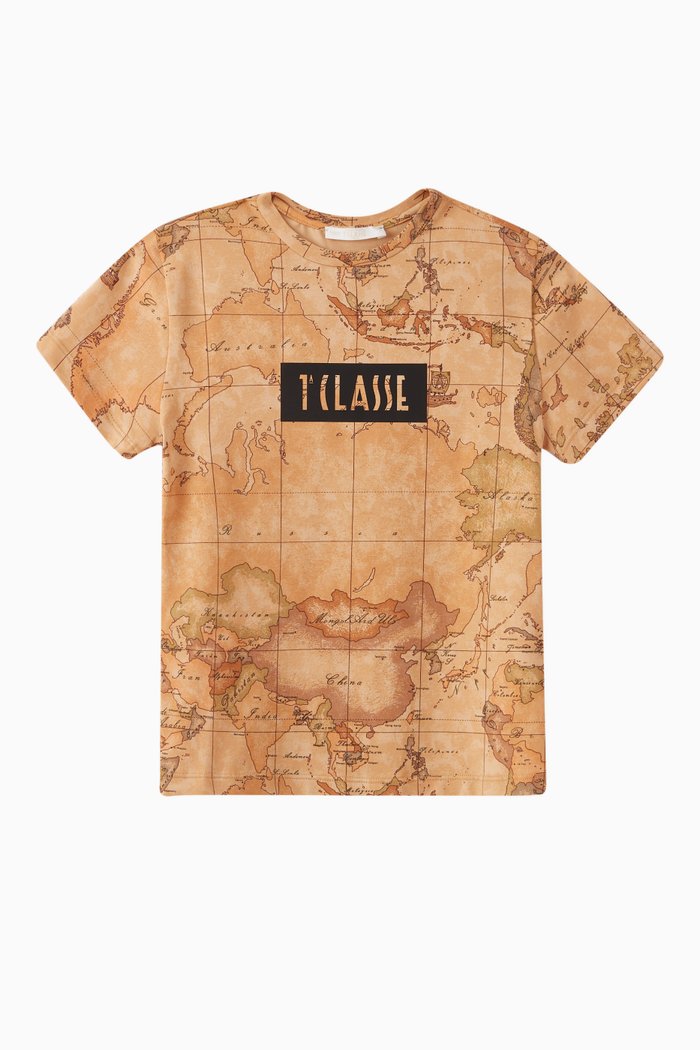 

Geo Map Print Logo T-shirt in Cotton Jersey, Orange