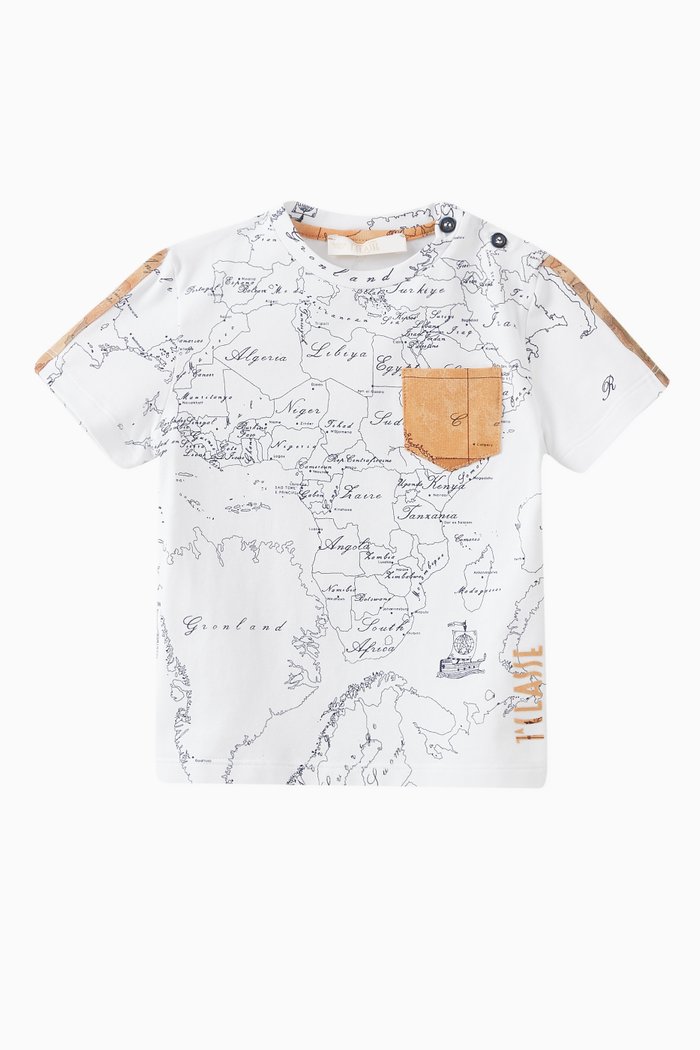 

Geo Map Print Logo T-shirt in Cotton Jersey, Neutral