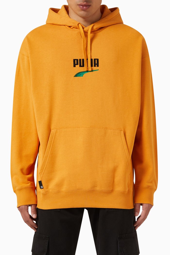

Downtown Logo Hoodie in French Cotton Terry, Orange