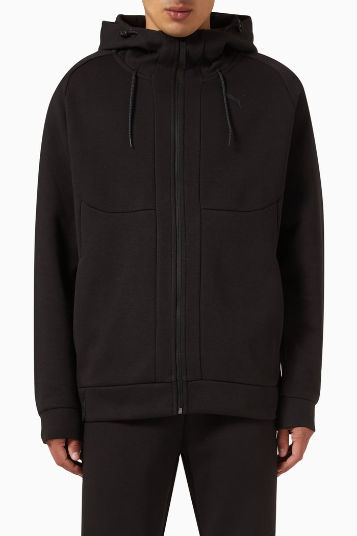 

PumaTech Zip Hoodie in Cotton-poly Blend, Black