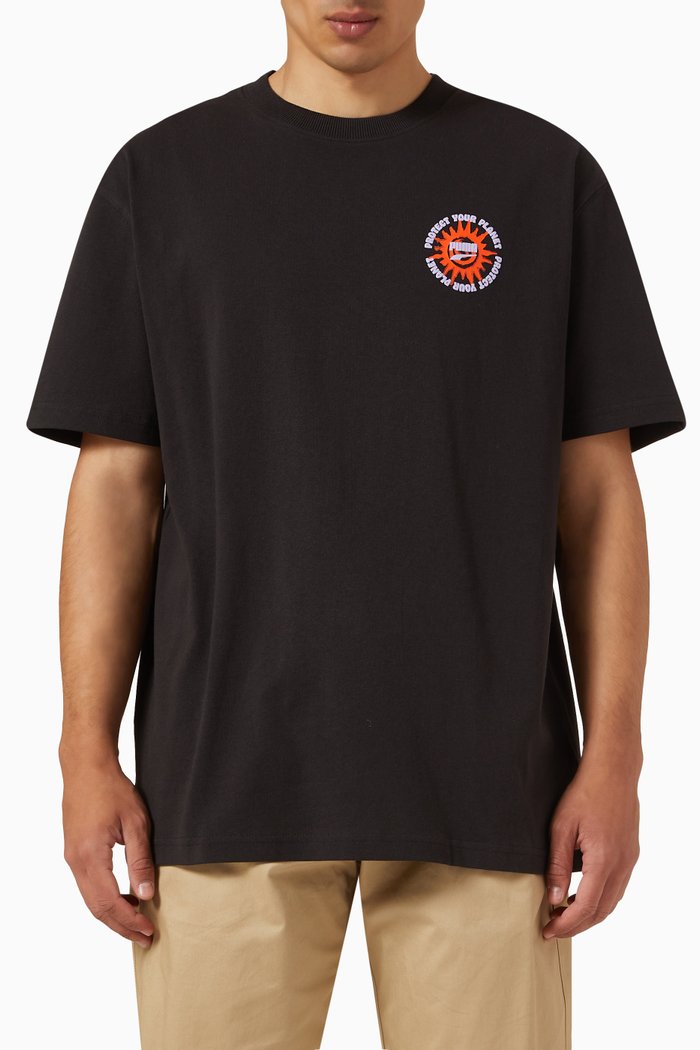 

Downtown Graphic T-shirt in Cotton Jersey, Black