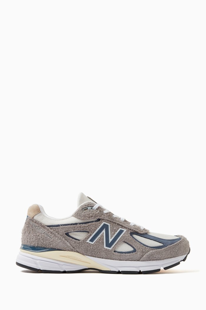 

990 Sneakers in Leather & Mesh, Grey