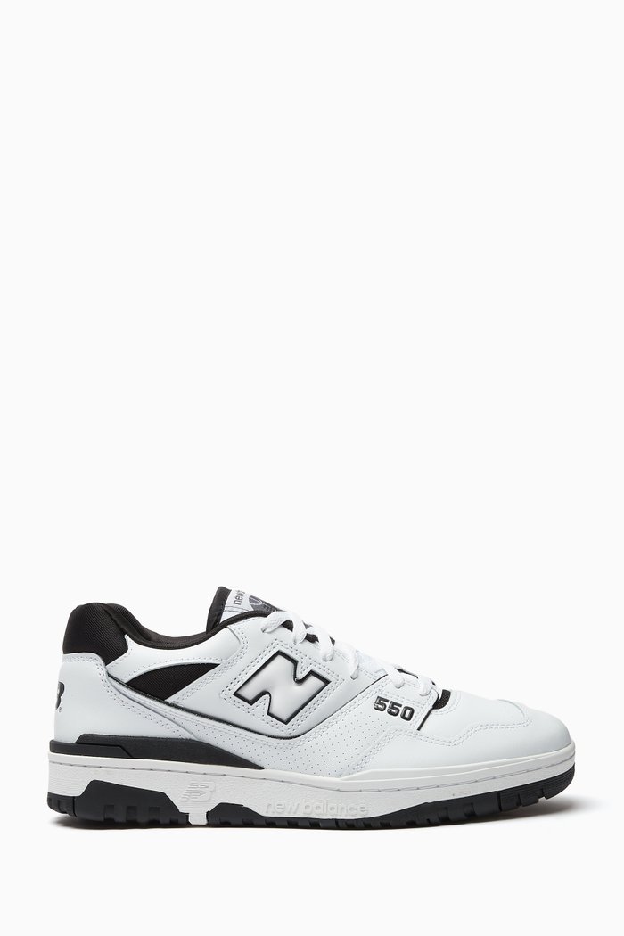 

550 Oreo Low-top Court Sneakers in Leather, White