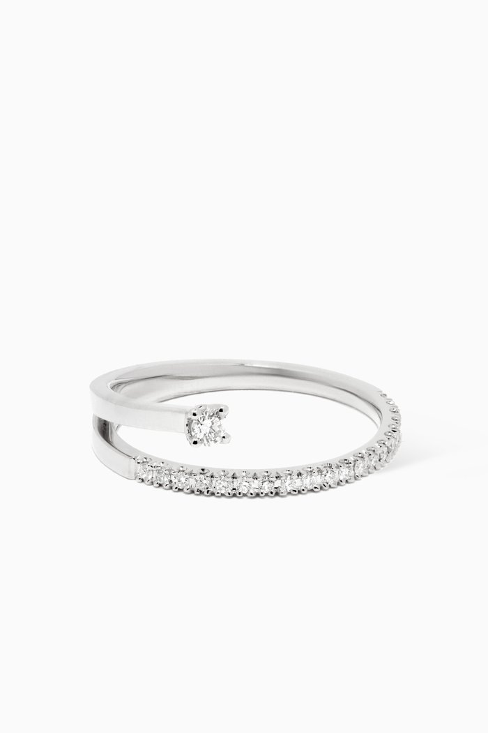 Diamond Spiral Ring in 14kt Gold, Silver