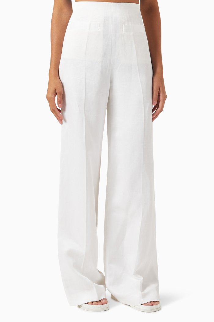 

Enrique High-waist Wide-leg Pants, White