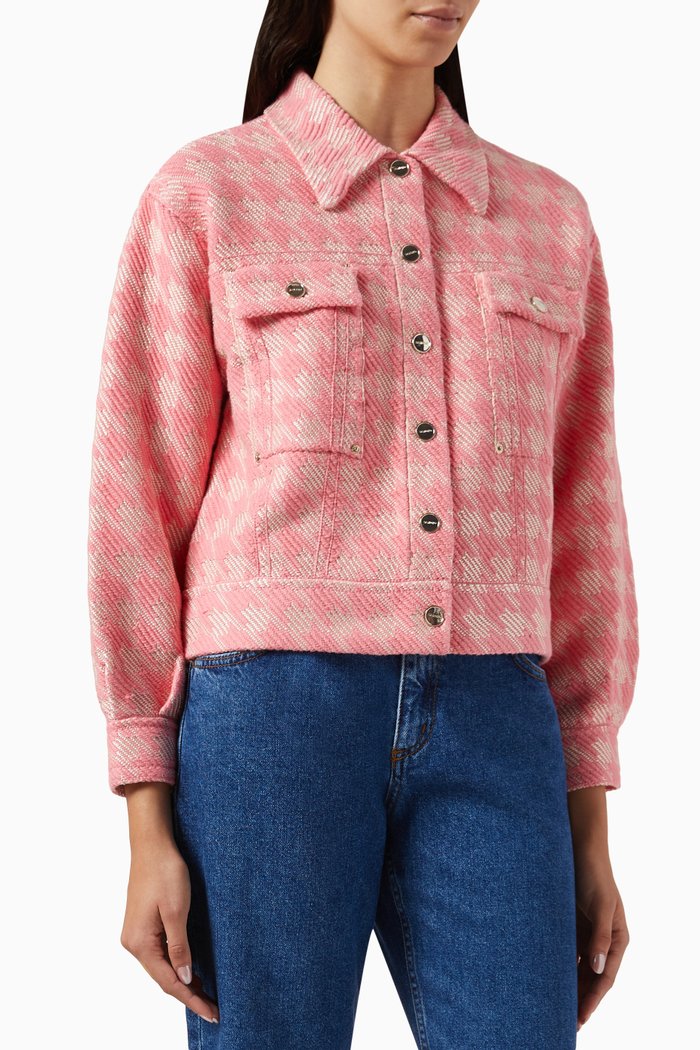 

Houndstooth Coatigan in Tweed, Pink