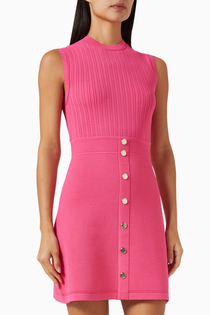 

Weety Buttoned Mini Dress in Knit, Pink