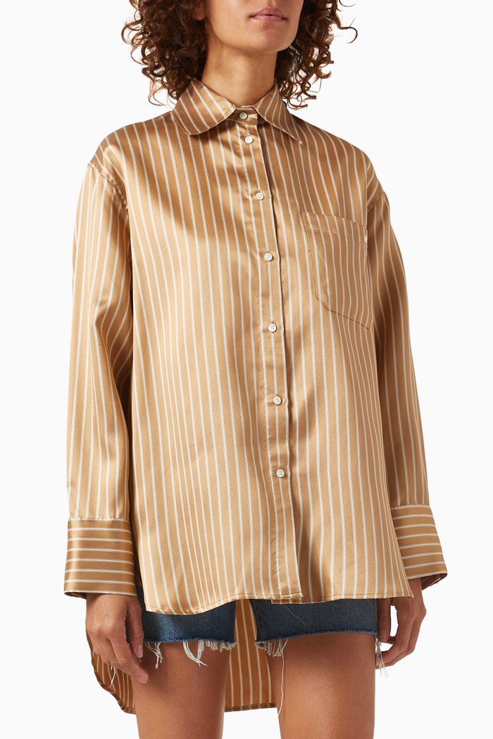 

Kurtis Striped Shirt in Satin, Metallic