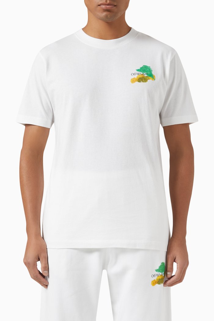 

Brush Arrow Slim T-shirt in Cotton, White