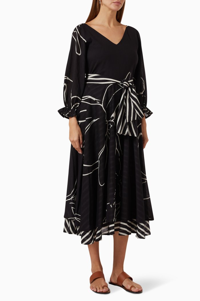 

Secret Glimpse Midi Dress in Cotton, Black