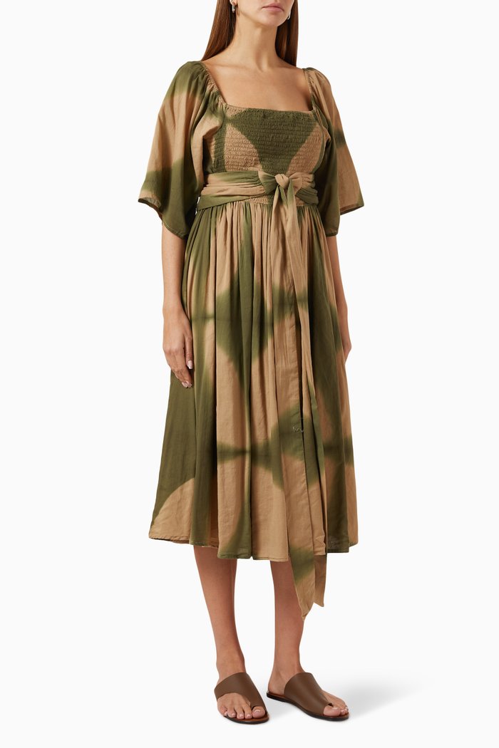 

Far Away Midi Dress in Cotton, Green