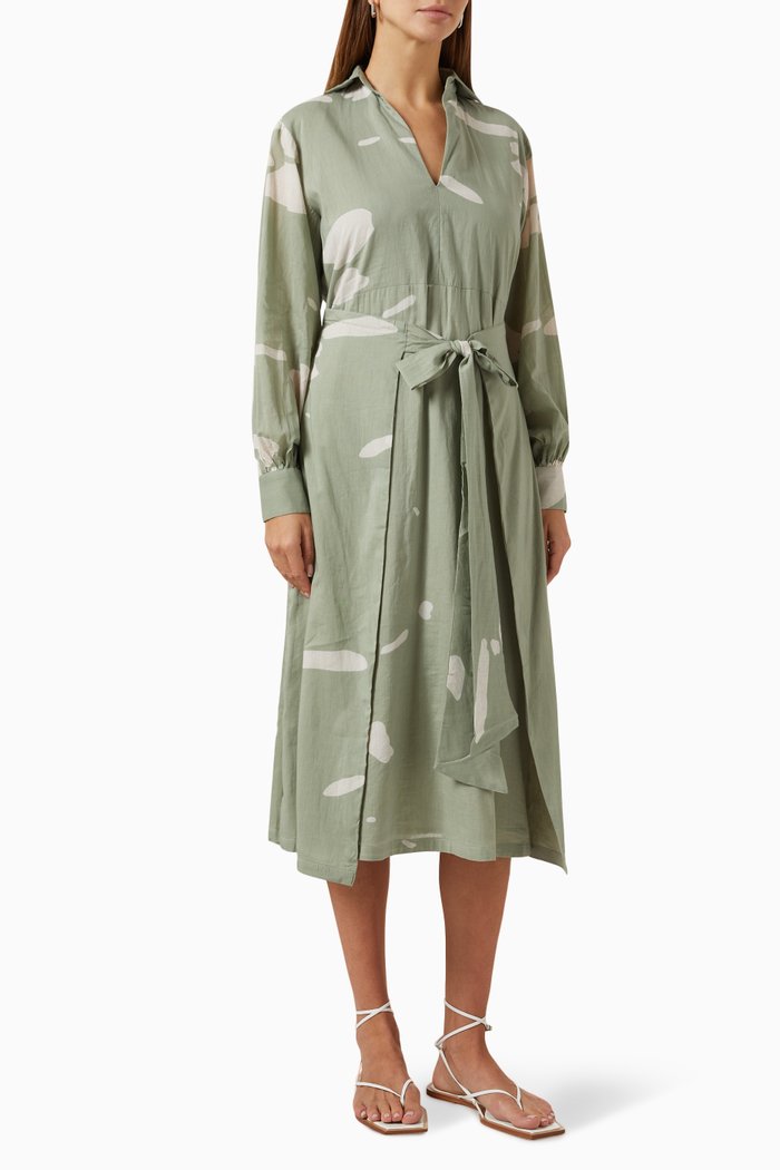 

Her Paradise Midi Dress in Cotton, Green