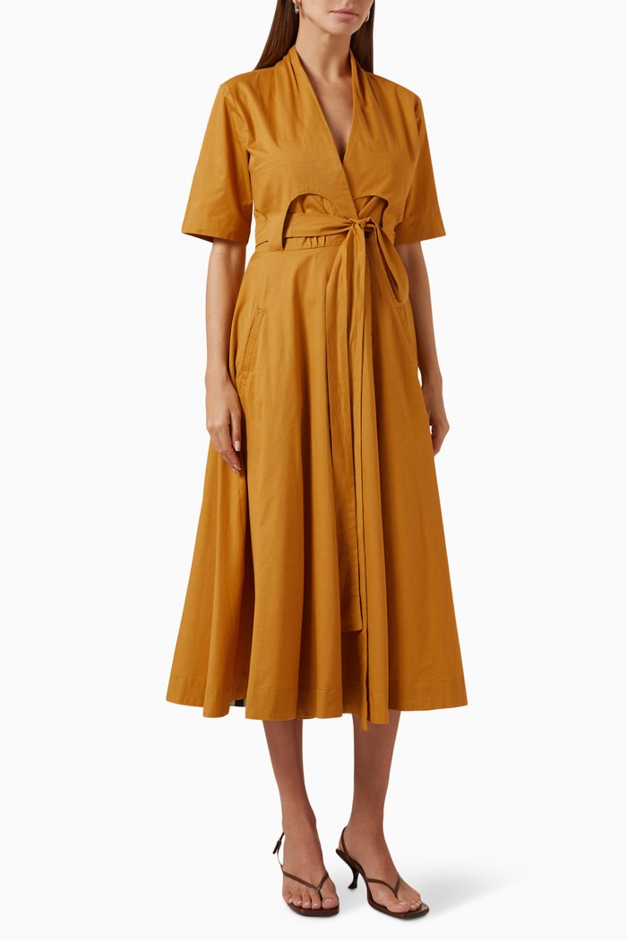 

Those Days Midi Dress in Cotton, Yellow