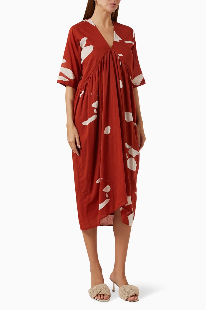 

Harvest Moon Dress in Cotton, Red