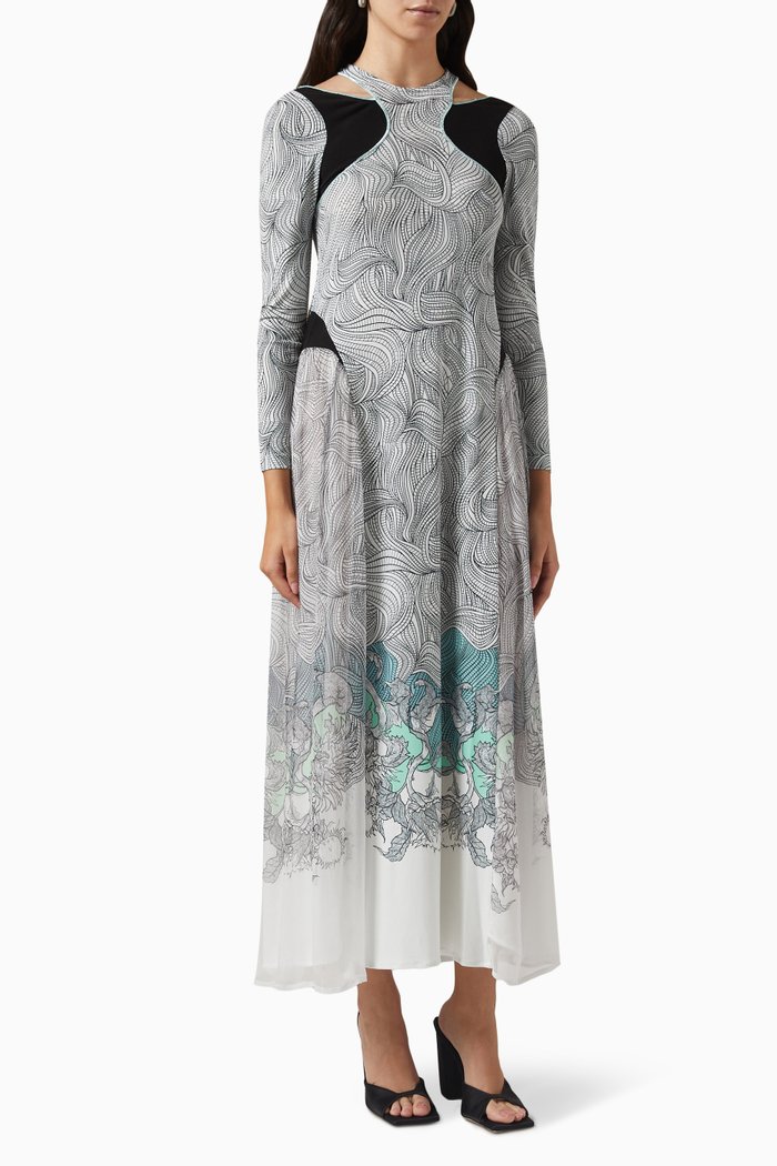 

Sand Flower Cut-out Maxi Dress, Multicolour