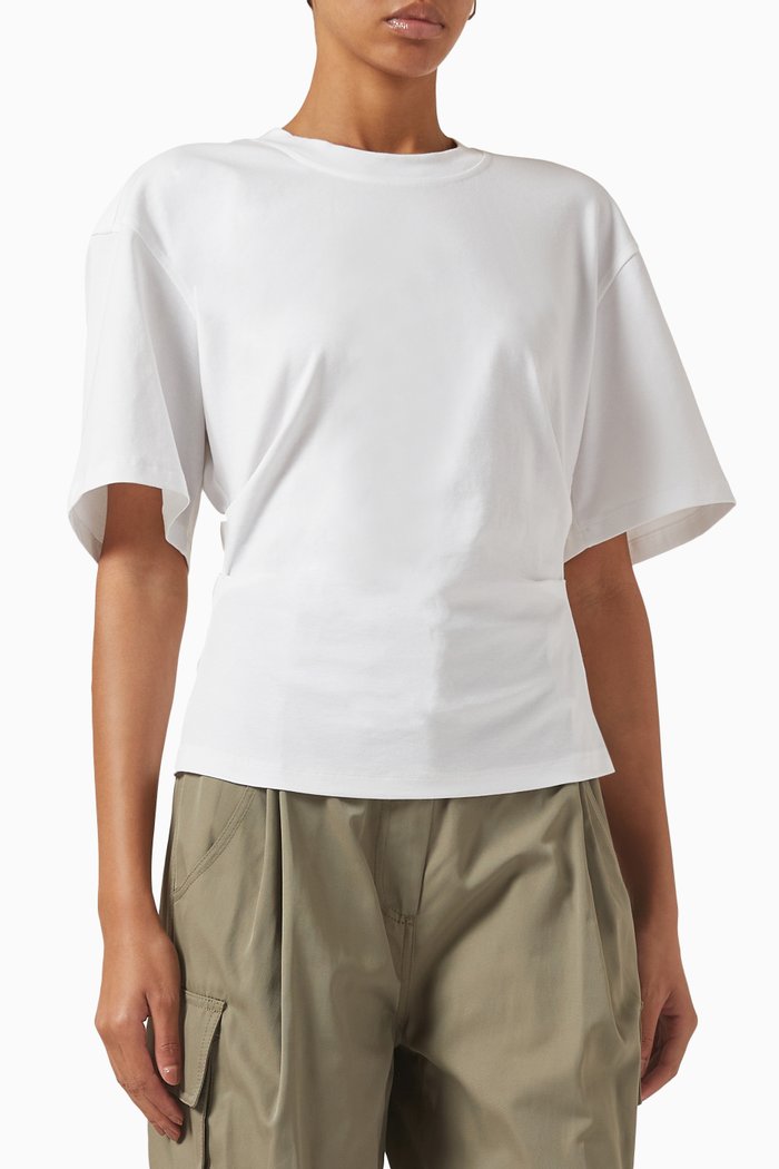 

Tucked Back Slit Top in Stretch Jersey, Brown