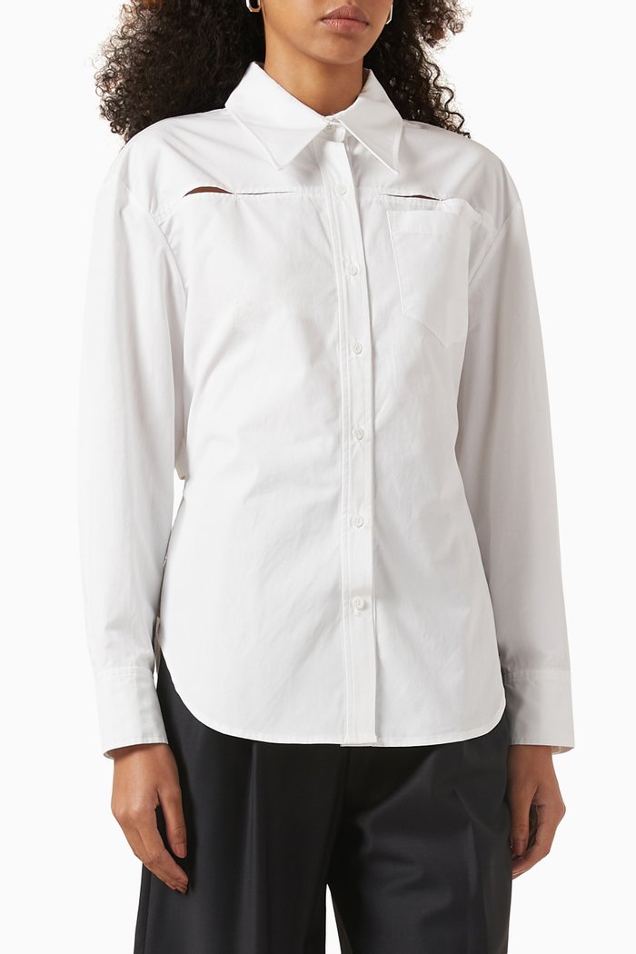 

Slit Slim-fit Shirt in Cotton-poplin, White