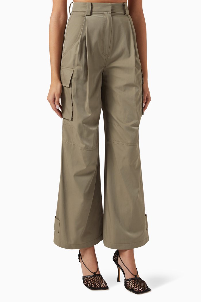 

Wide-leg Cargo Pants, Green