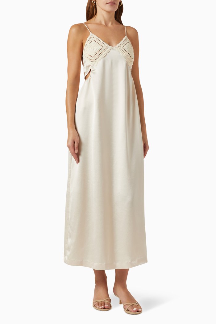 Knit Camisole Slip Dress in Cotton, Neutral