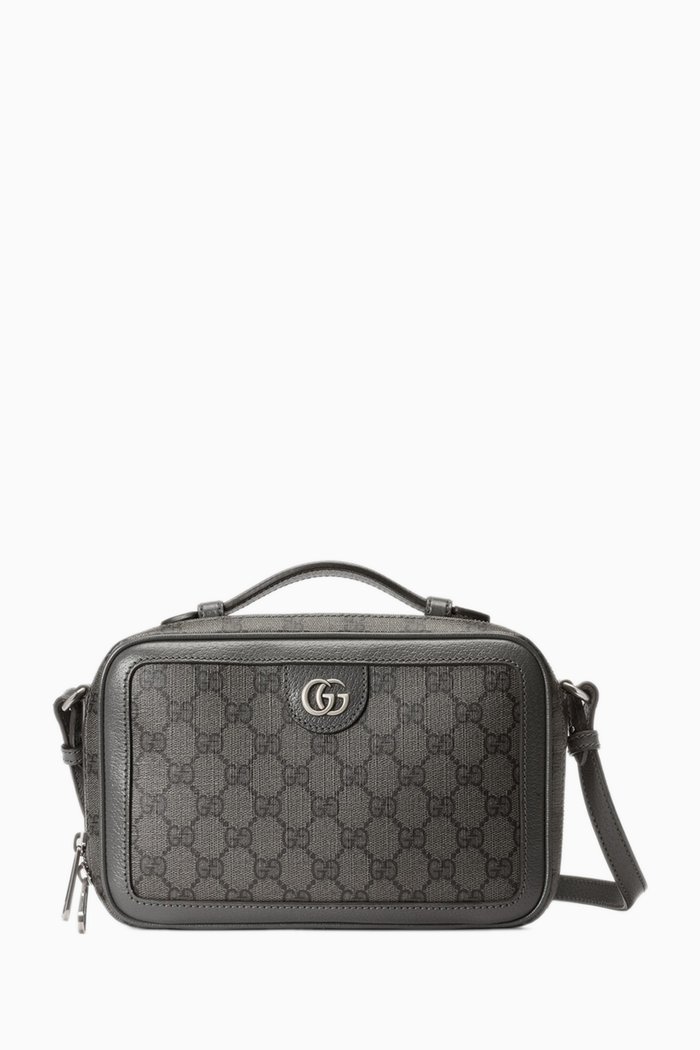 

Small Ophidia Shoulder Bag with Web in Supreme Canvas, Grey