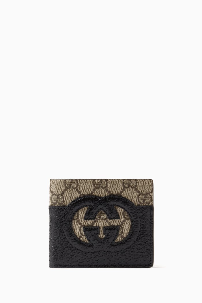 

Cut-out Interlocking G Wallet in Canvas & Leather, Neutral