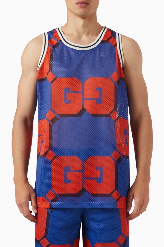 

Logo Print Tank Top in Mesh, Multicolour