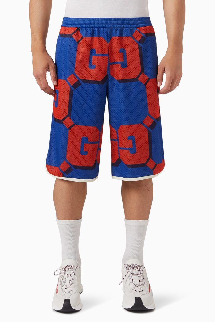 

GG Print Basketball Shorts in Mesh, Multicolour