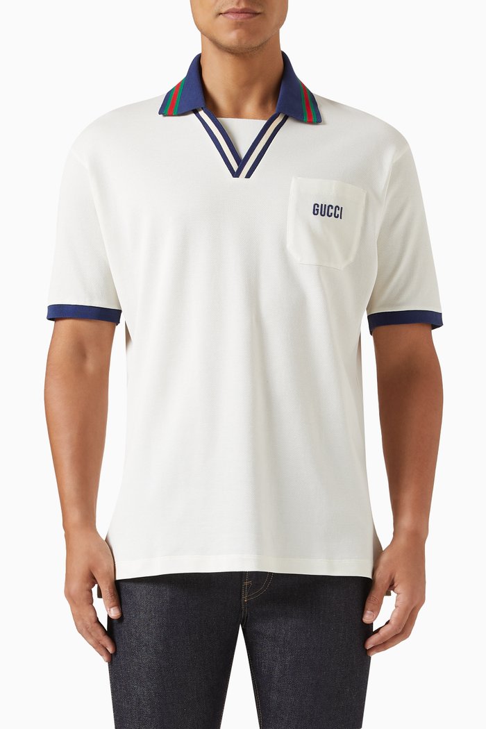 

Embroidered Logo Polo in Cotton, White