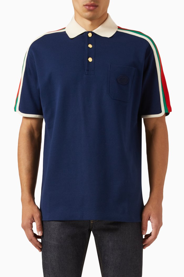

Web Polo Shirt in Cotton Jersey, Blue