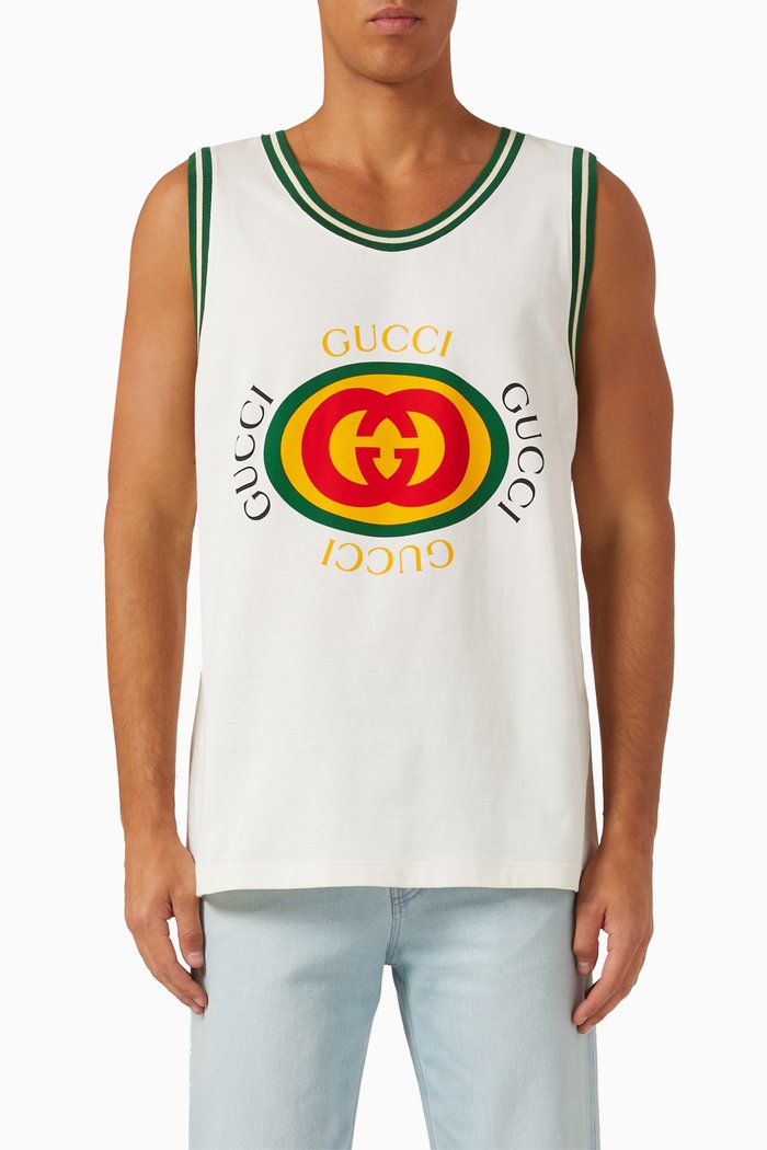 

Logo Tank Top in Cotton Jersey Knit, Neutral