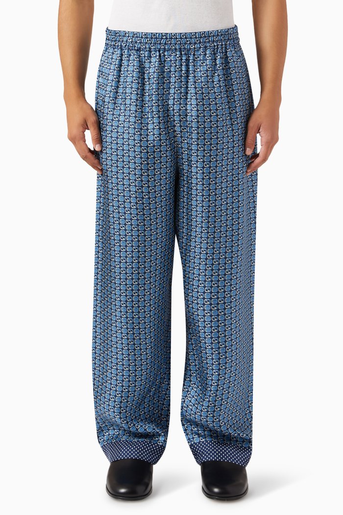

Printed Pants in Silk, Blue
