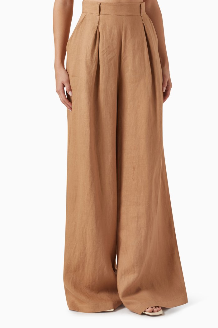 

Pepper High-rise Wide-leg Pants in Linen, Neutral