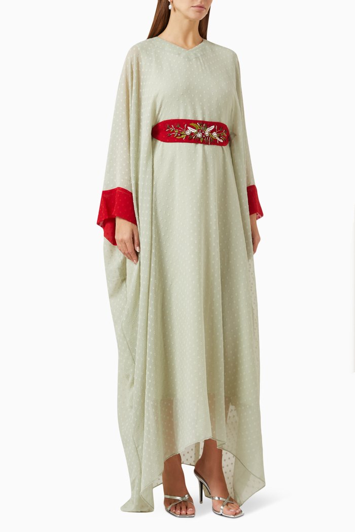 

Mawar Classic Kaftaan Dress in Chiffon, Green