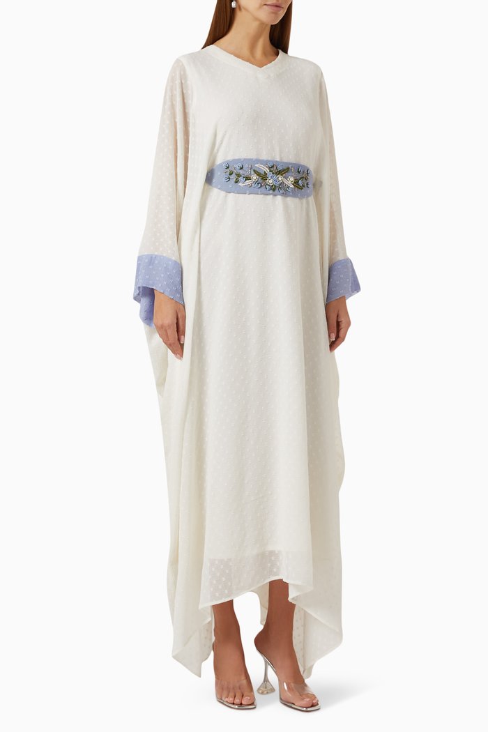 

Mawar Classic Kaftaan Dress in Chiffon, White
