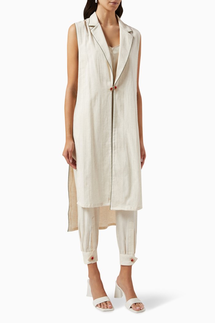 

Liana Seamless Long Jacket Jogger Co-ord Set in Coton, White
