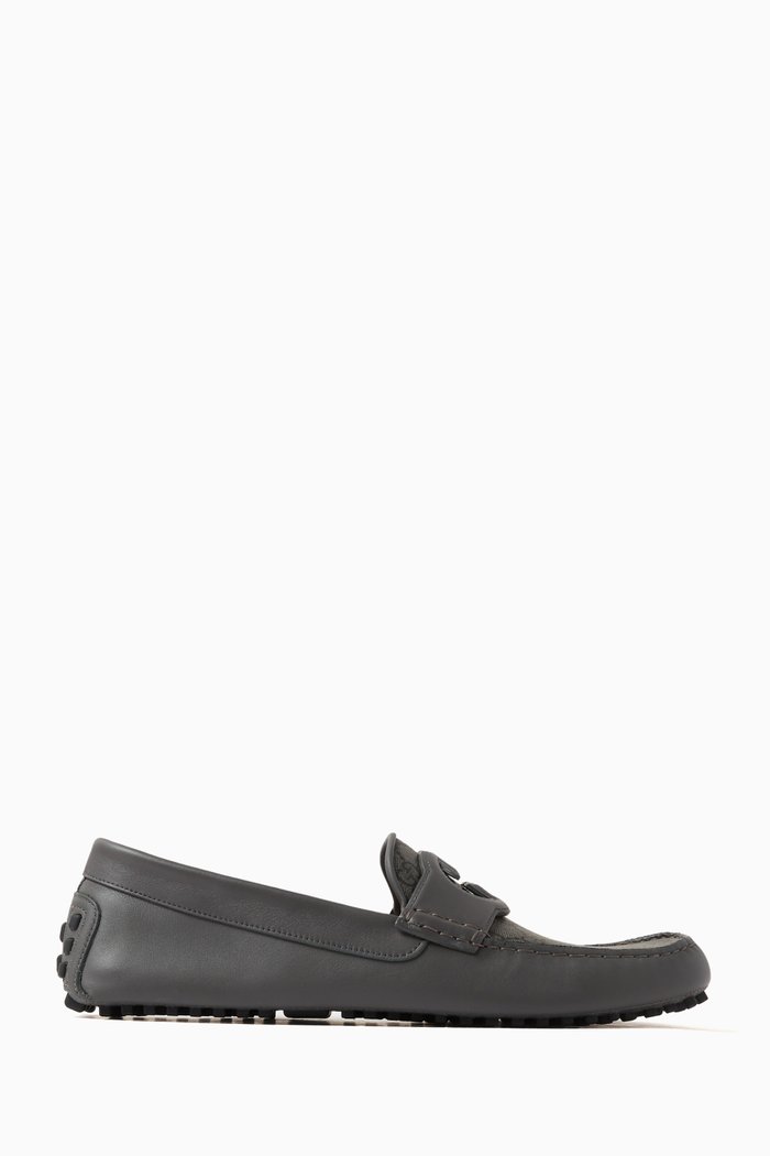 

Ayrton Interlocking G Driver Loafers in Leather, Grey