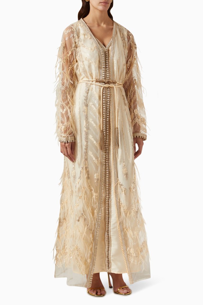 

Embroidered Kaftan Set, Neutral