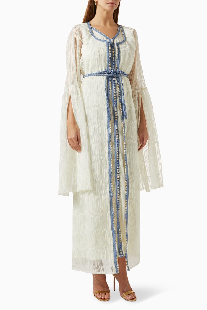 

Pleated Moroccan Kaftan Set, Neutral