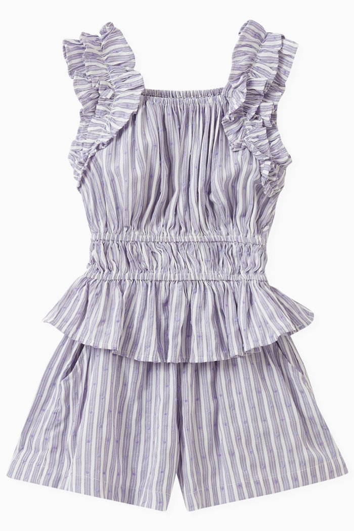 

Ruffle Smocked Short Set in Rayon Blend, Purple