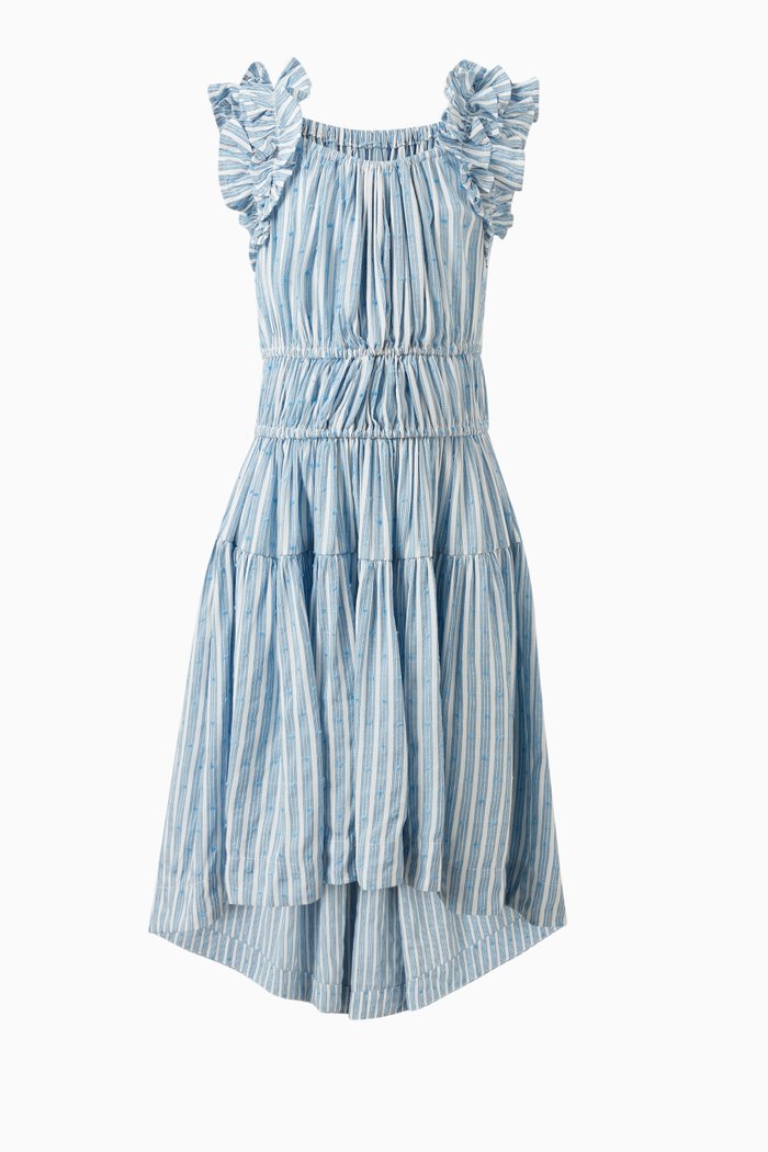 

Ruffle Smocked Dress in Rayon Blend, Blue