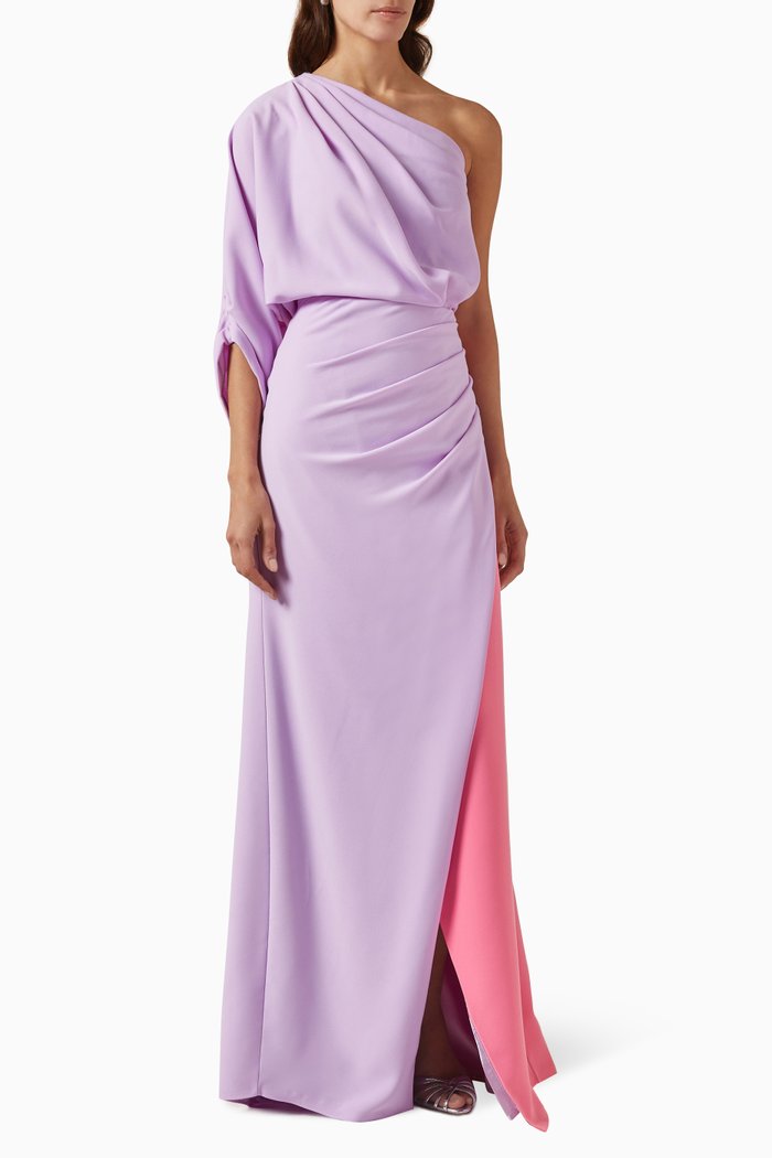 

One-shoulder Gown in Crepe, Multicolour