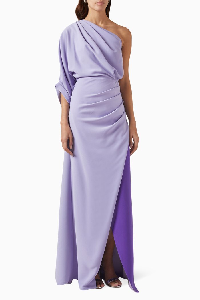 

One-shoulder Gown in Crepe, Multicolour