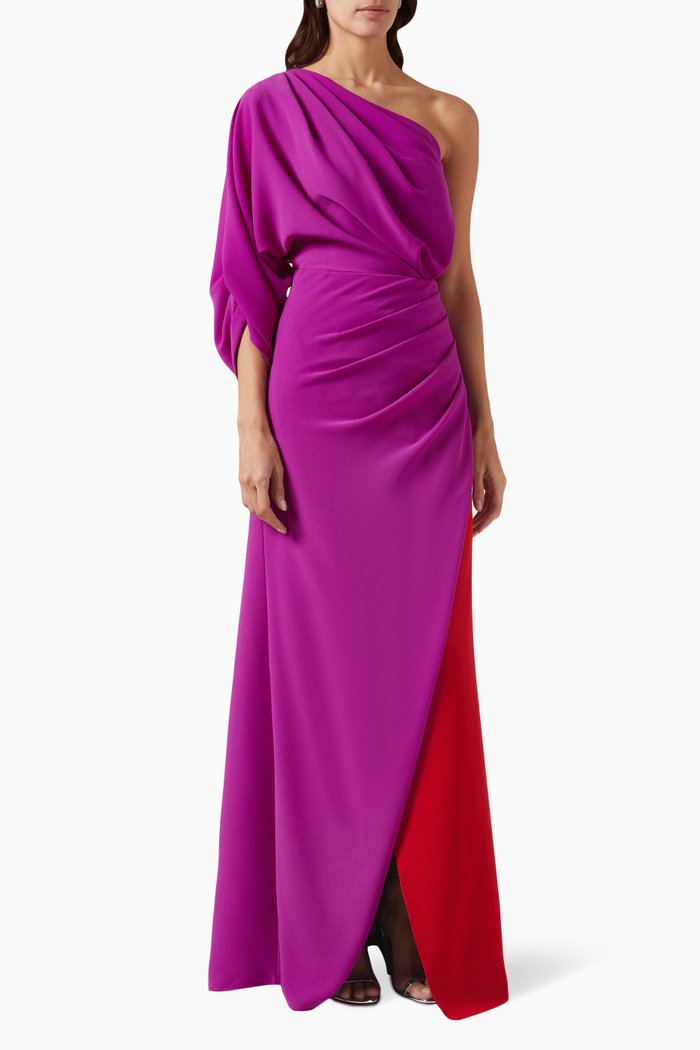 

One-shoulder Gown in Crepe, Red