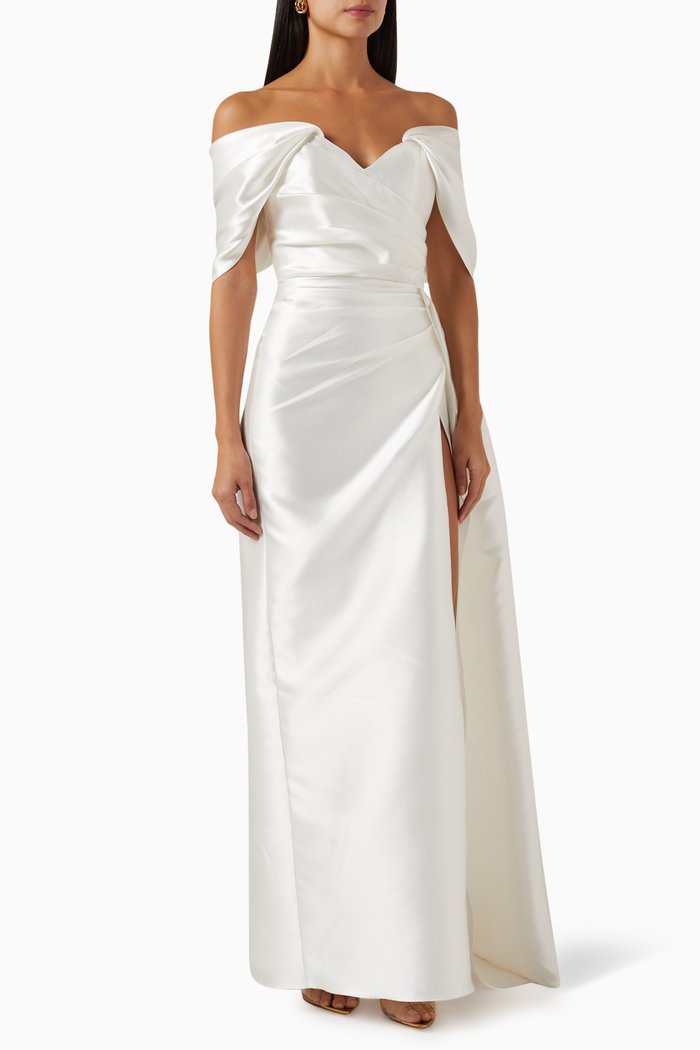 

Off shoulder Dress in Ziberlin, White