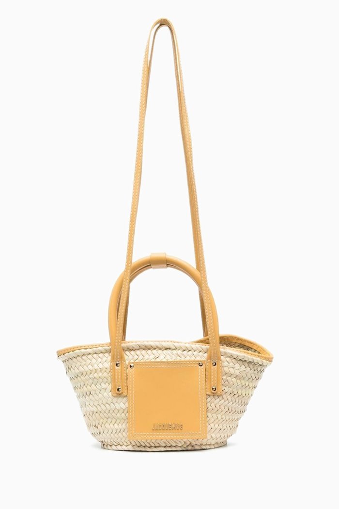 

Le Petit Panier Soeili Basket Bag in Straw & Leather, Yellow