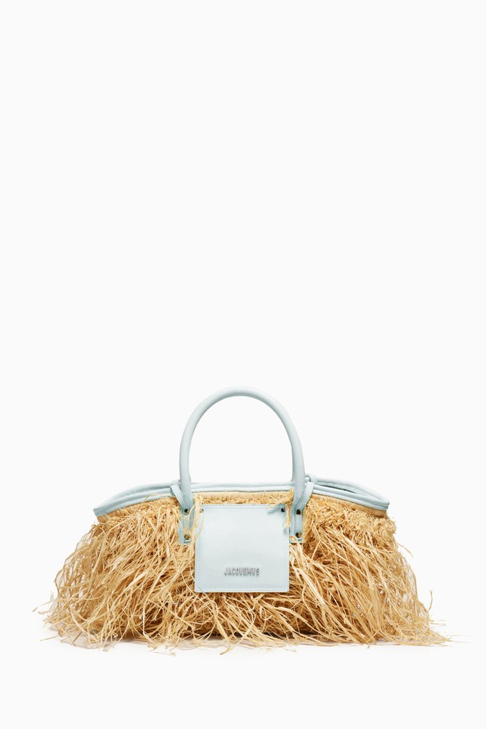 

Le Panier Soleil Tote Bag in Raffia, Blue