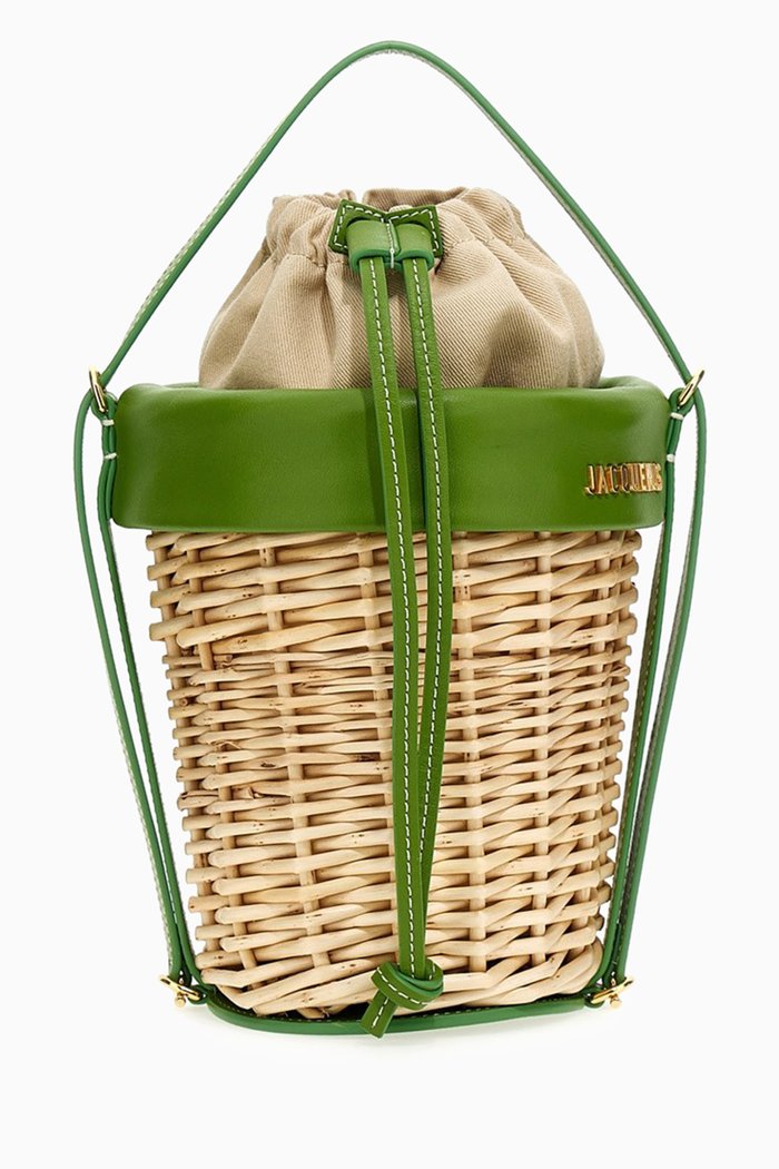 

Le Panier Seau Bucket Basket in Wicker, Green