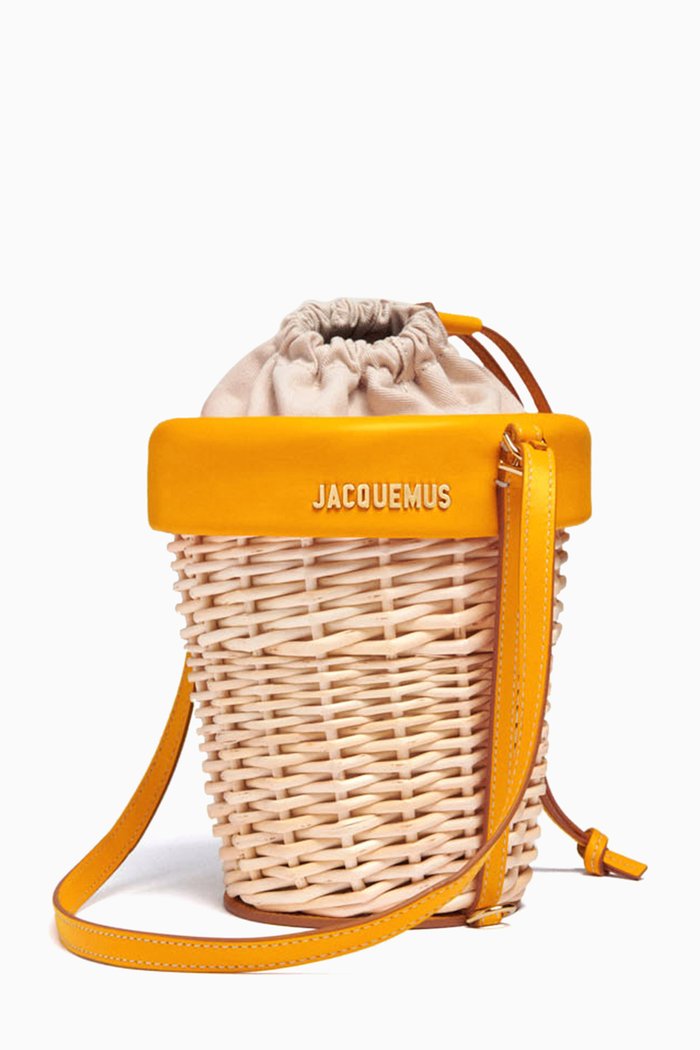 

Le Panier Seau Bucket Basket in Wicker, Yellow