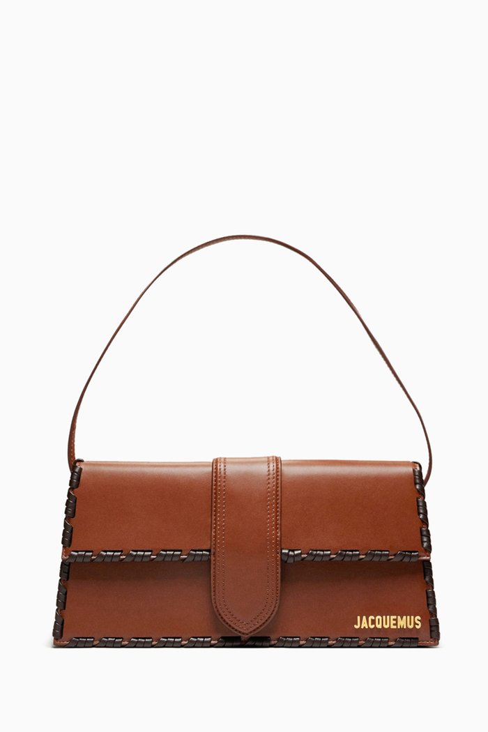 

Le Bambino Long Lacet Shoulder Bag in Leather, Brown