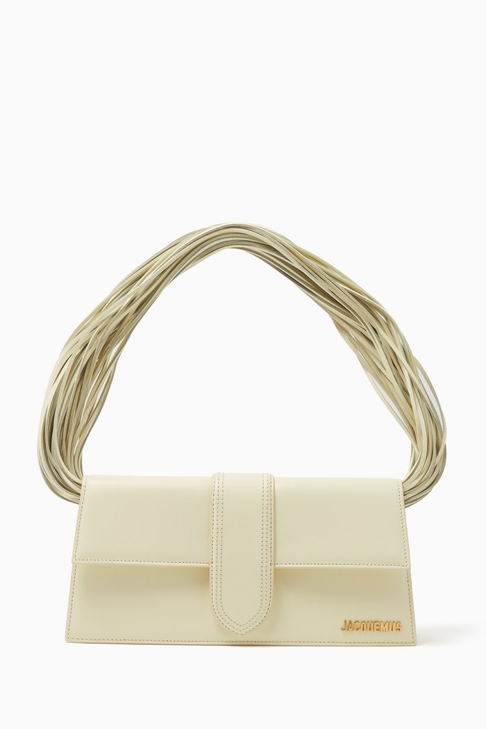 

Le Bambino Strand Strap Flap Bag in Leather, Neutral